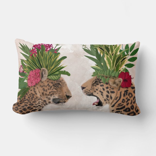 Coussin Rectangle Chaud House Leopards | Une paire (Recto)