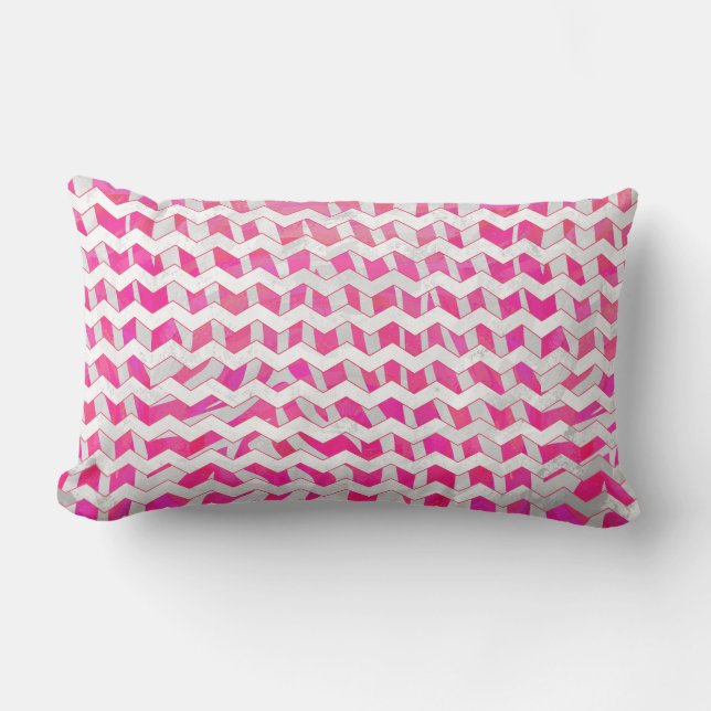 Coussin Rectangle Chaud rose et blanc Chevron Zebra (Recto)