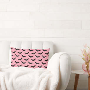 Coussin Rectangle Chauve-souris rose et noire   Inversable