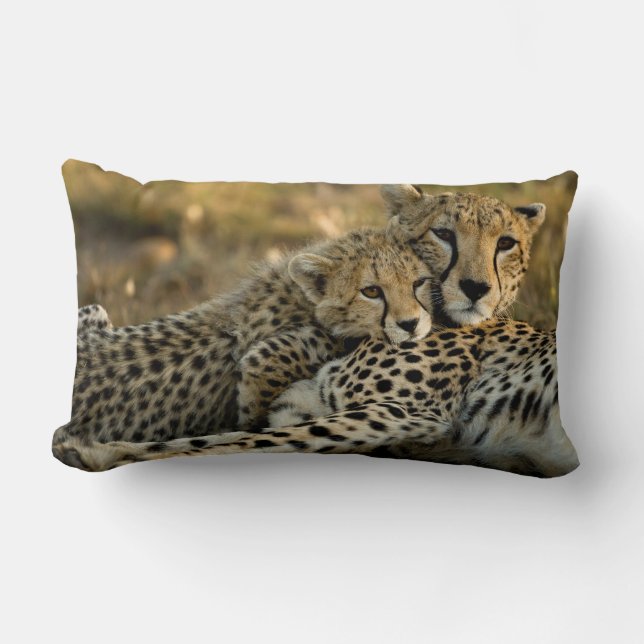 Coussin Rectangle Cheetah Cub Snuggling (Recto)