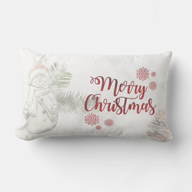 Coussin Rectangle Cher Snowman Avec Chapeau De Père Noël, Joyeux Noë (Recto)