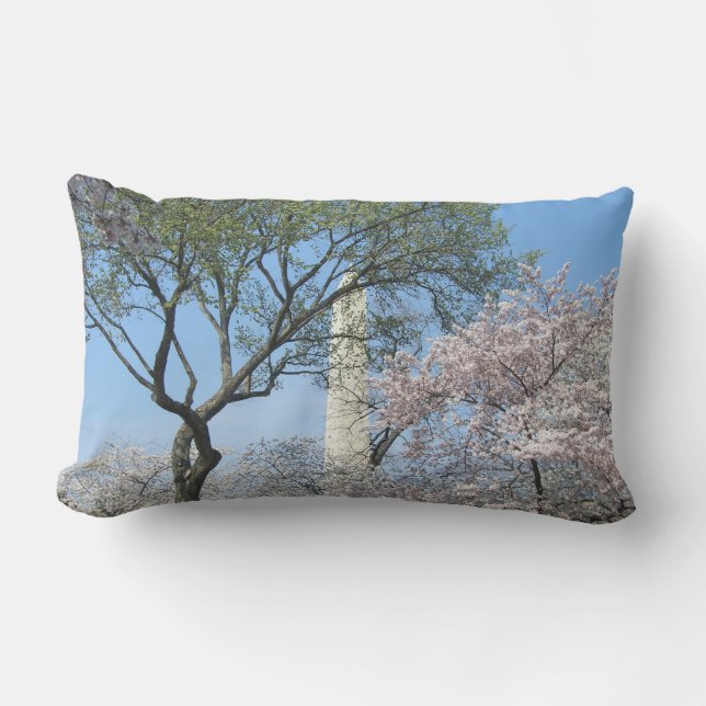 Coussin Rectangle Cherry Blossoms et le monument de Washington à DC (Recto)