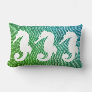 Coussin Rectangle Cheval blanc côtier & Hues Océan Herringbone