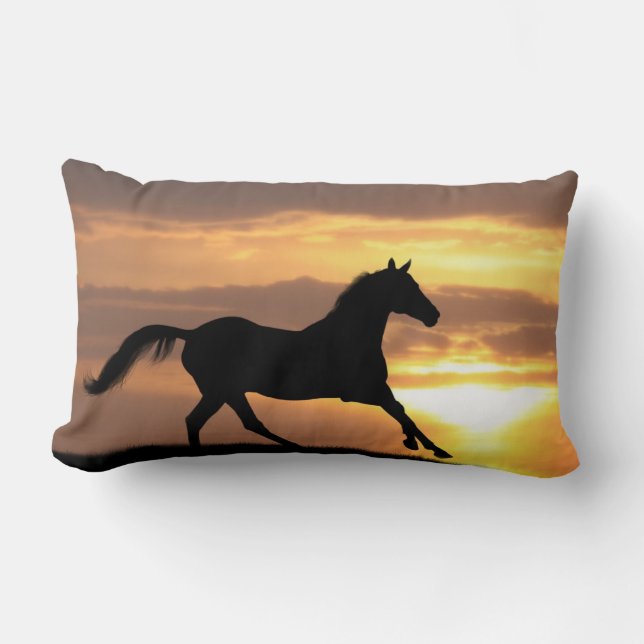 Coussin Rectangle Cheval dans le coucher du soleil (Recto)