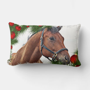 Coussin Rectangle Cheval de Noël Cute Pony équine équestre