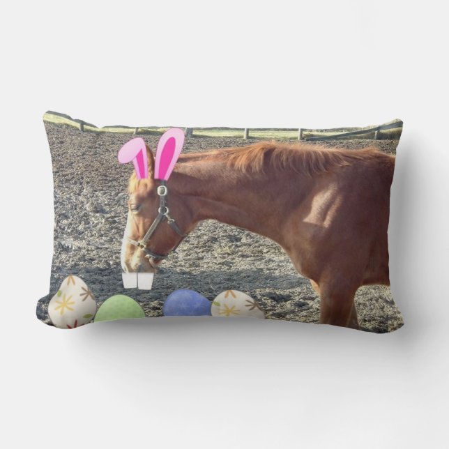 Coussin Rectangle Cheval de Pâques et Pony (Recto)