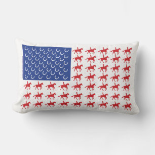 Coussin Rectangle Cheval et cavalier patriotique