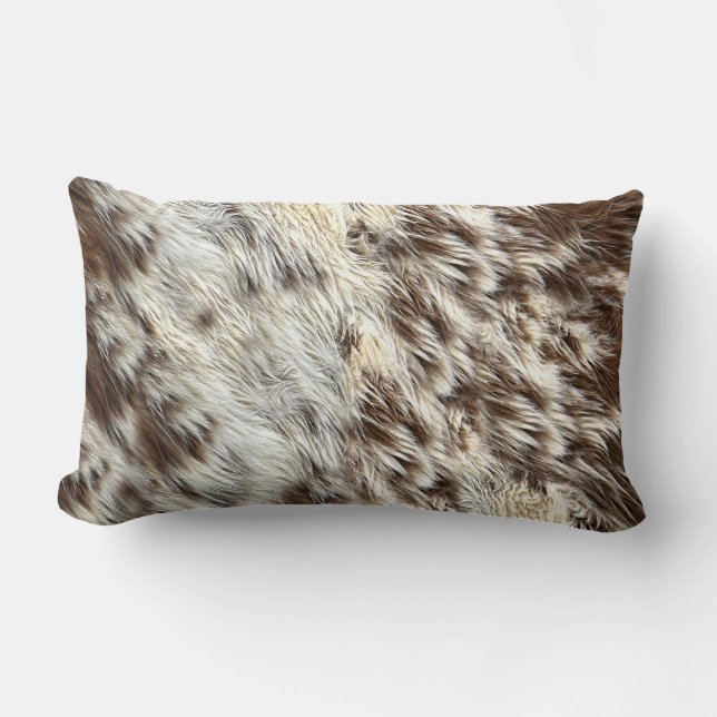 Coussin Rectangle Cheval Posé Faux / Cachet de vache / Fourrure anim (Recto)