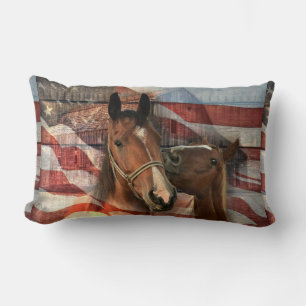 Coussin Rectangle Cheval Rustic Barne drapeau américain