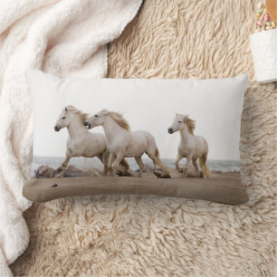 Coussin Rectangle Chevaux de Camargue courant sur la plage
