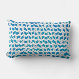 Coussin Rectangle Chevron bleu et blanc Zebra