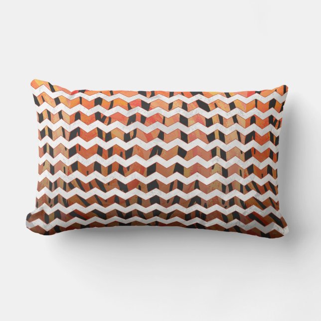 Coussin Rectangle Chevron Tiger chaud orange et noir (Recto)