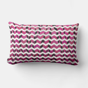 Coussin Rectangle Chevron Tiger rose chaud et noir