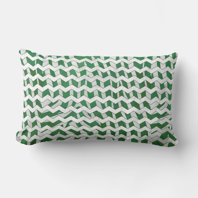 Coussin Rectangle Chevron Zebra Green et White Print (Recto)