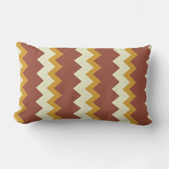 Coussin Rectangle Chevron zigzag design naturel jaune brun (Recto)