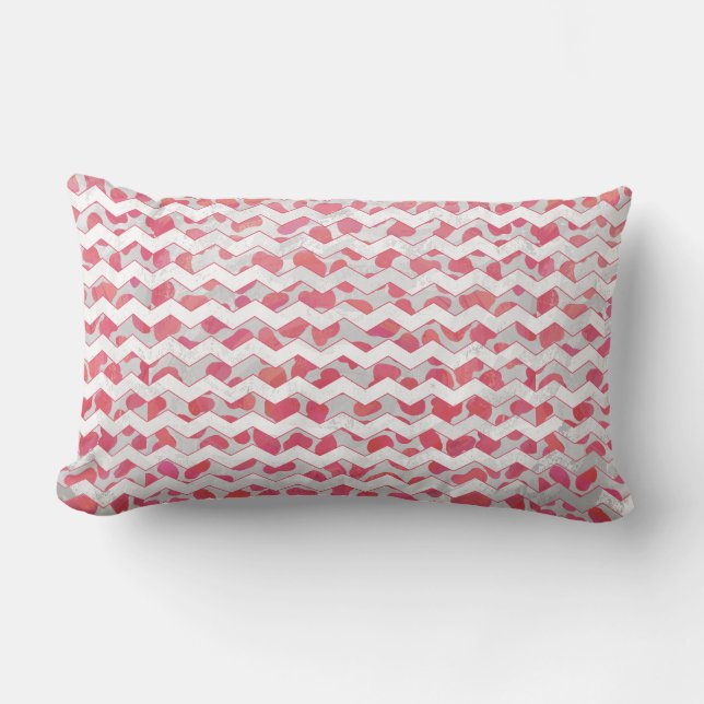 Coussin Rectangle ChevronDalmatien rose et blanc (Recto)