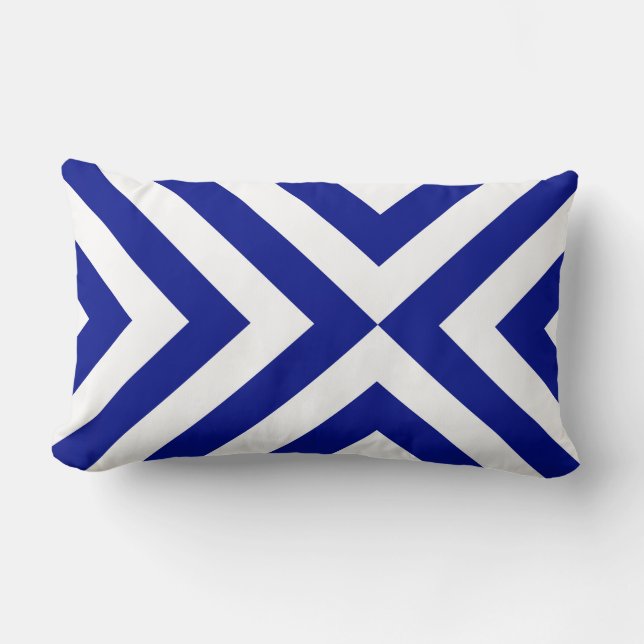 Coussin Rectangle Chevrons bleu et blanc (Recto)