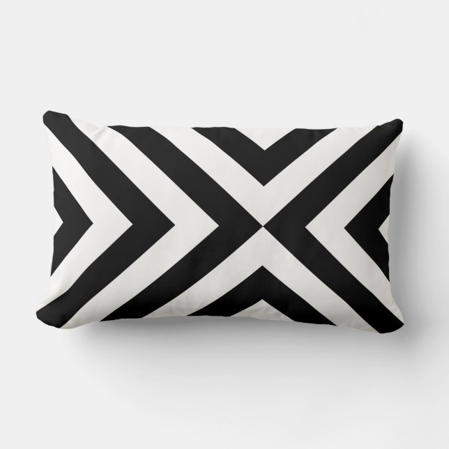 Coussin Rectangle Chevrons noirs et blancs (Recto)