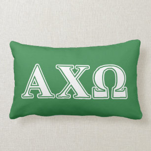Coussin Rectangle Chi lettres blanches et vertes d'Omega d'Alphi
