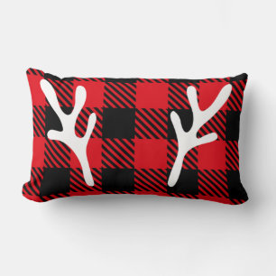 Coussin Rectangle Chic buffle rustique rennes plaid rouge Noël