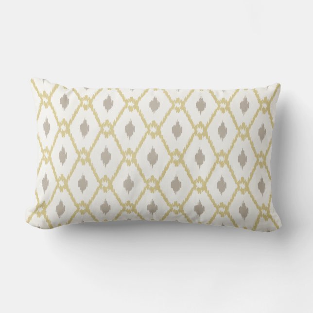 Coussin Rectangle Chic jaune taupe ikat diamant motif (Recto)