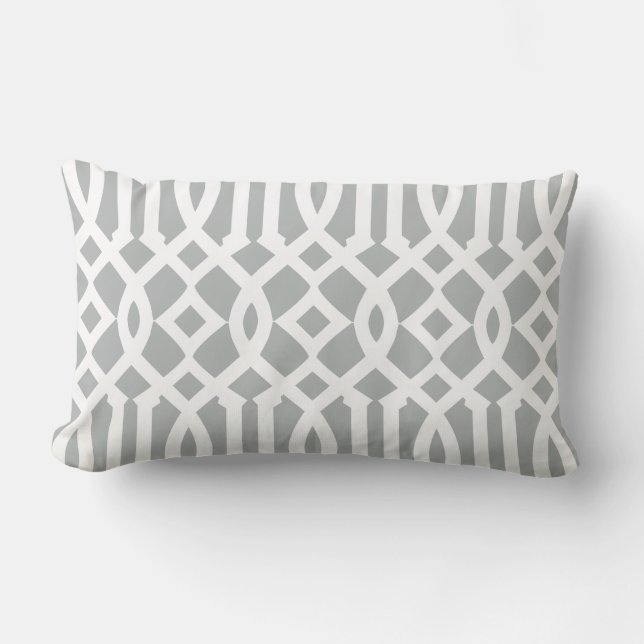 Coussin Rectangle Chic moderne gris clair et blanc Trellis Motif (Recto)