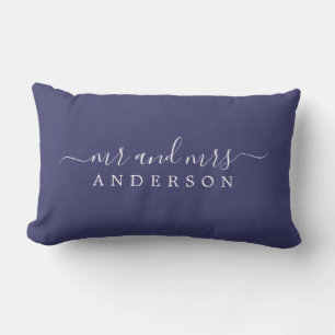Coussin Rectangle Chic Script M. Mme Navy Blue Monogramme nouvelleme