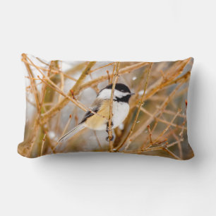 Coussin Rectangle Chickadee au plafond noir - Photo originale