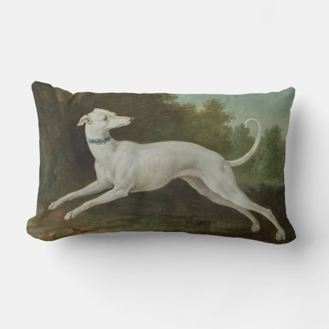 Coussin Rectangle Chien blanc gris (par Jean-Baptiste Oudry) (Recto)