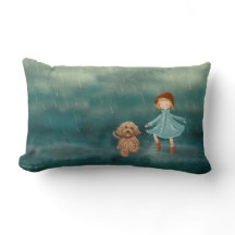 Chien de fille et de Labradoodle sous la pluie