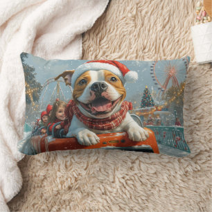 Coussin Rectangle Chien de Noël American Staffordshire
