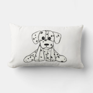 Coussin Rectangle Chien en dalmate dessin simple noir