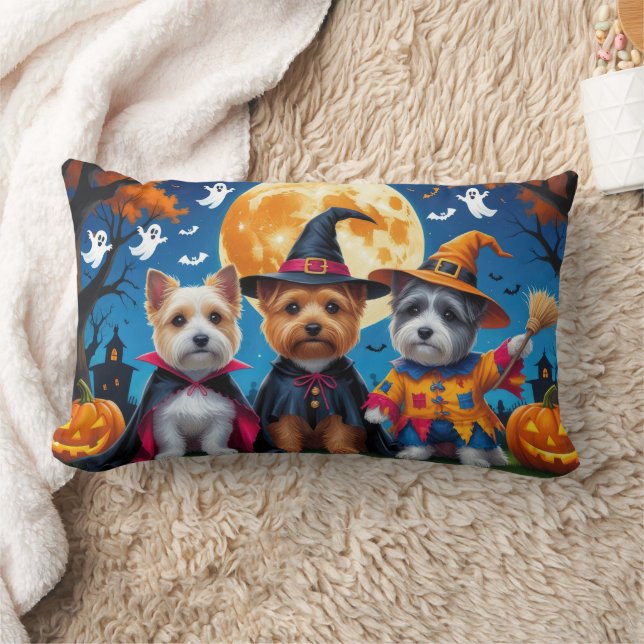 Coussin Rectangle Chiens Cairn Terrier Citrouille Halloween Drôle (Couverture)