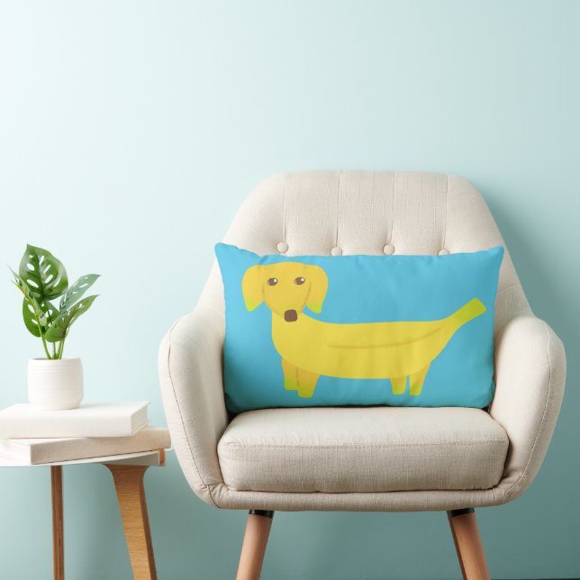 Coussin Rectangle Chiens de banane jaune mignon (Chaise)