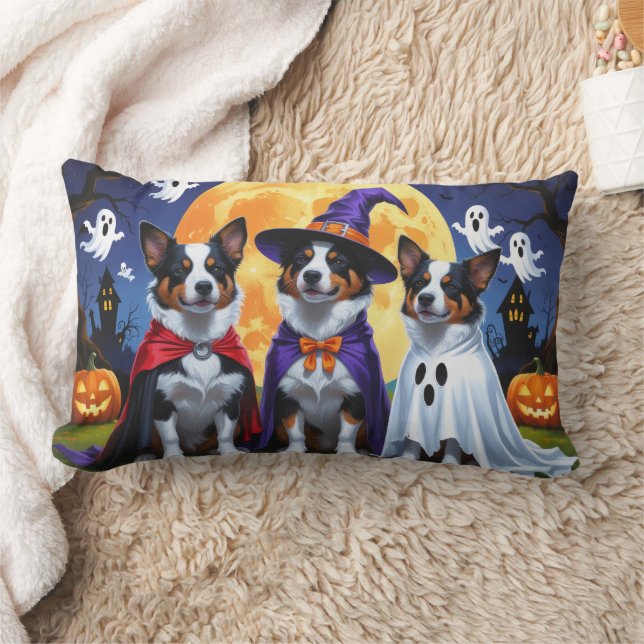 Coussin Rectangle Chiens de bétail australiens Citrouille Halloween  (Couverture)