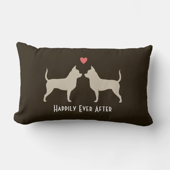 Coussin Rectangle Chiens de mariage de Chihuahuas avec texte (Recto)