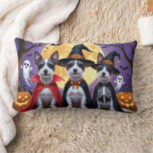 Coussin Rectangle Chiens de Rat Terrier Citrouille Halloween Funny