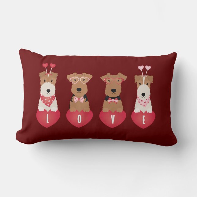 Coussin Rectangle Chiens Terrier de Valentine Welsh Wire Fox (Recto)