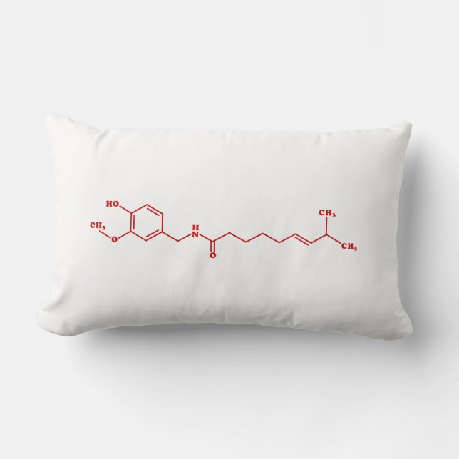 Coussin Rectangle Chili Capsaicin Formule chimique moléculaire (Recto)
