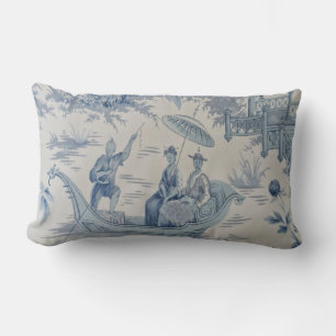 Coussin Rectangle Chinoiserie orientale bleue et blanche