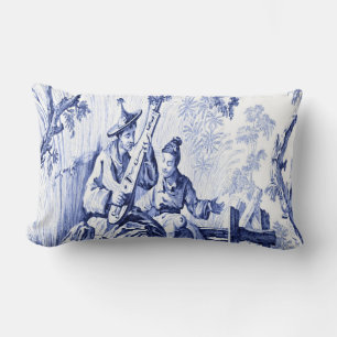 Coussin Rectangle Chinoiserie orientale bleue et blanche
