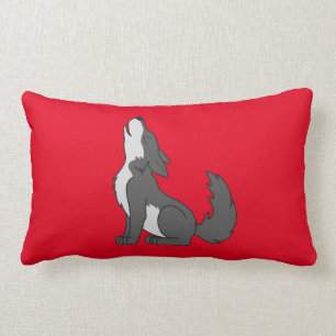 Coussin Rectangle Chiot de loup gris hurlant