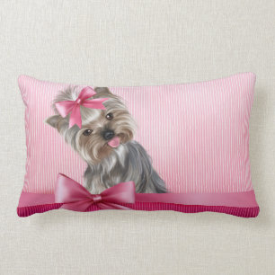 Coussin Rectangle Chiot rose de princesse Yorkie de Yorkshire