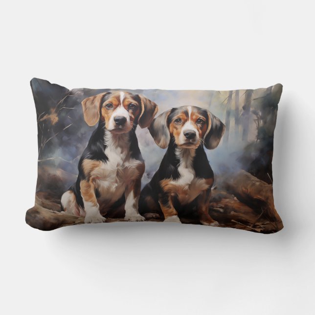Coussin Rectangle Chiots beagles (Recto)