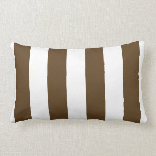 Coussin Rectangle Chocolat et Grandes bandes verticales en gras blan