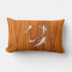 Coussin Rectangle Chrome Comme Plongeur avec requins sur la plaque d