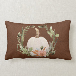 Coussin Rectangle Chute Citrouille Feuillage Terracotta Floral Moss 
