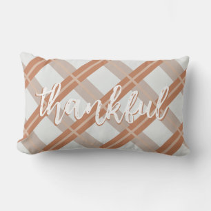 Coussin Rectangle Chute Thanksgiving Plaid Thankful Burning Orange