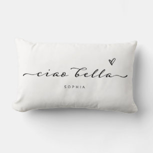 Coussin Rectangle Ciao Bella   Script moderne italien avec coeur