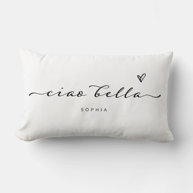 Coussin Rectangle Ciao Bella | Script moderne italien avec coeur (Recto)